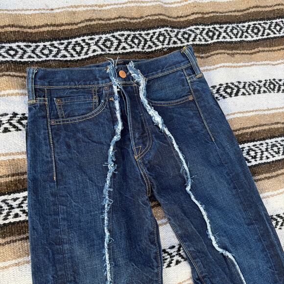 Women's Levi's Dark Blue Denim Custom Made Stitched Layered Jeans Sz 26 x 23.5 - Picture 3 of 9